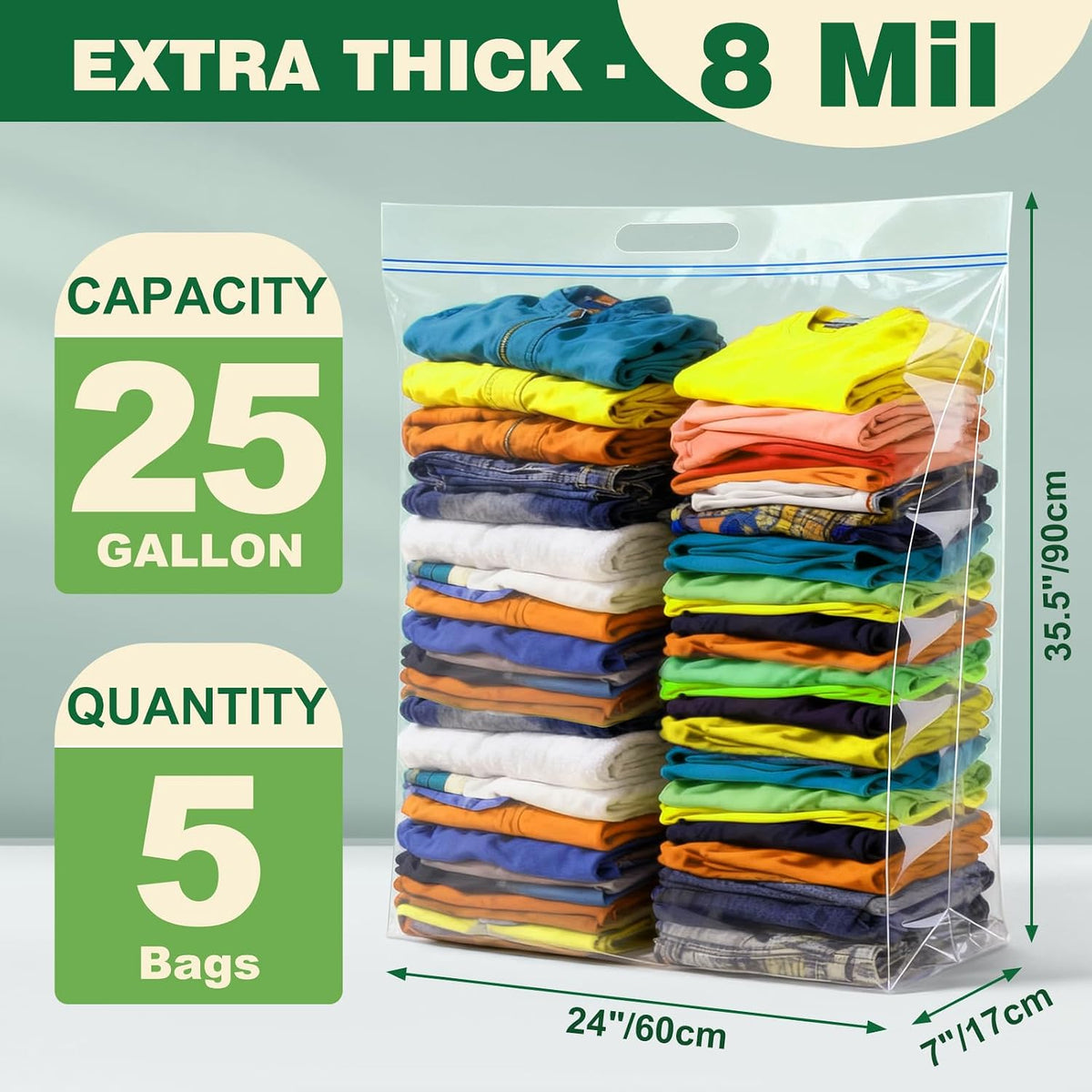 TUXIYA 20 PACK 25 Gallon Extra Large Storage Bags,35.5"x 24"x 7"Zipper Bags
