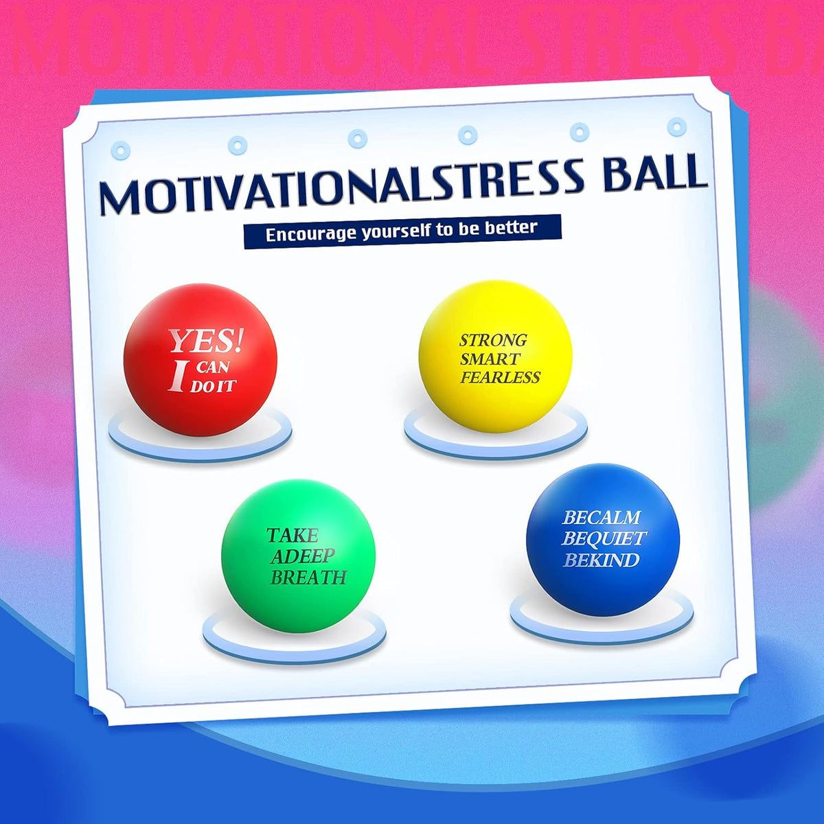 Sotiff 100 Pcs Motivational Balls Bulk for Adults, Ten Colors Inspirational