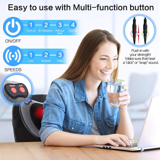 Papillon Back Massager with Heat,Shiatsu Pillow for Body Pain Relief Gray