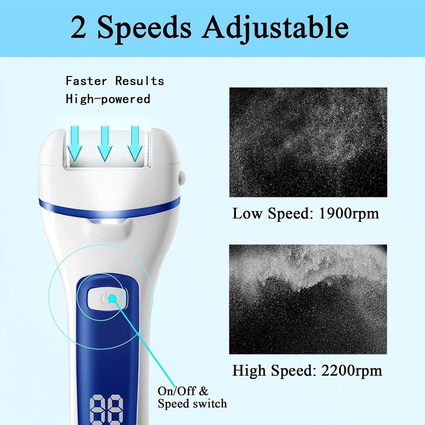 Callus Remover for Feet Electric Foot File, 13-in-1 Professional Pedicure Tools Foot Care Kit, Foot Scrubber Pedi for Hard Cracked Dry Dead Skin, 3 Rollers, 2 Speed, Battery Display (Black2)
