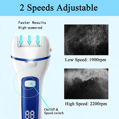 Callus Remover for Feet Electric Foot File, 13-in-1 Professional Pedicure Tools Foot Care Kit, Foot Scrubber Pedi for Hard Cracked Dry Dead Skin, 3 Rollers, 2 Speed, Battery Display (Black2)