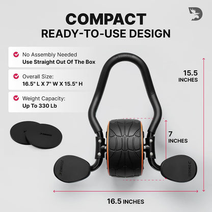 DMoose Fitness Ab Roller Wheel with Elbow Support & 2 Knee Pads - Abdominal Exercise Trainer for Core Strength Training - Ultimate Abs Workout Equipment for Home and Gym - Ab Machine for Men & Women