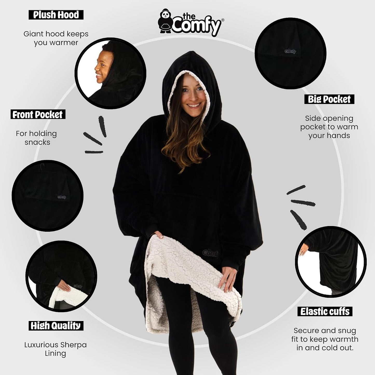 THE COMFY Original | From Shark Tank | Patented | Oversized Sherpa Wearable Blanket Hoodie| Gift for Women & Men | One Size