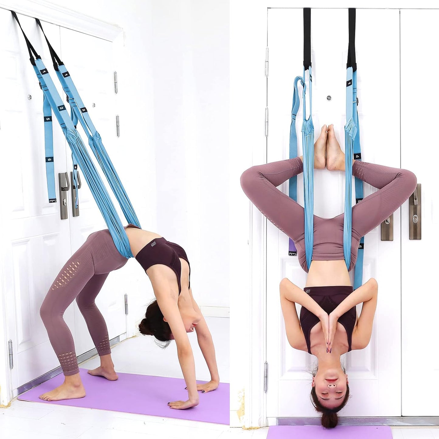 Tchrules Leg Stretcher Strap, Backbend Training Belt with Door Anchor, Flexibility Trainer Stretching Equipment Assist Stretch Strap for Fitness Gymnastics Dance Aerial Yoga Ballet