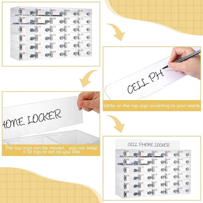 Transparent Acrylic Wallmounted Phone Charging Station 30 Slots Lockable with Keys Nized Storage for Mobile Devicesideal for OfficesHomes,One Color-25Slots