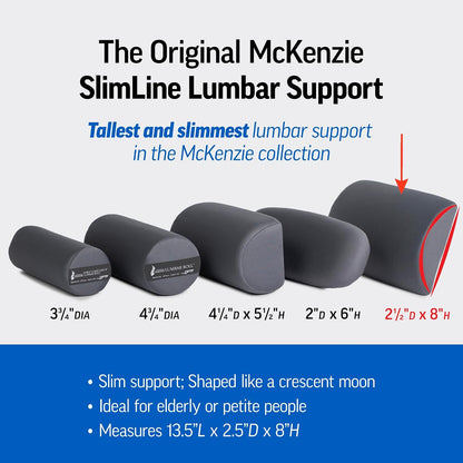 OPTP The Original McKenzie Slimline Lumbar Support – USA-Made Lower Back Support for Office Chair, Car Back Support, and Travel Lumbar Pillow. The Preferred Lumbar Cushion by Physical Therapists.