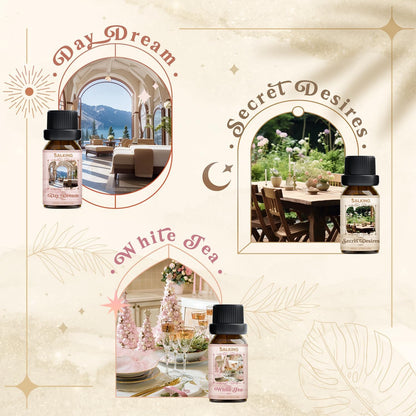 SALKING Floral Essential Oils Set, Premium Pure and Natural Essential Oils, Fragrance Oil Scented Oils for Oil Diffusers 6 x 10 ML - Lavender, Rose, Jasmine, Cherry Blossom, Gardenia, Chamomile