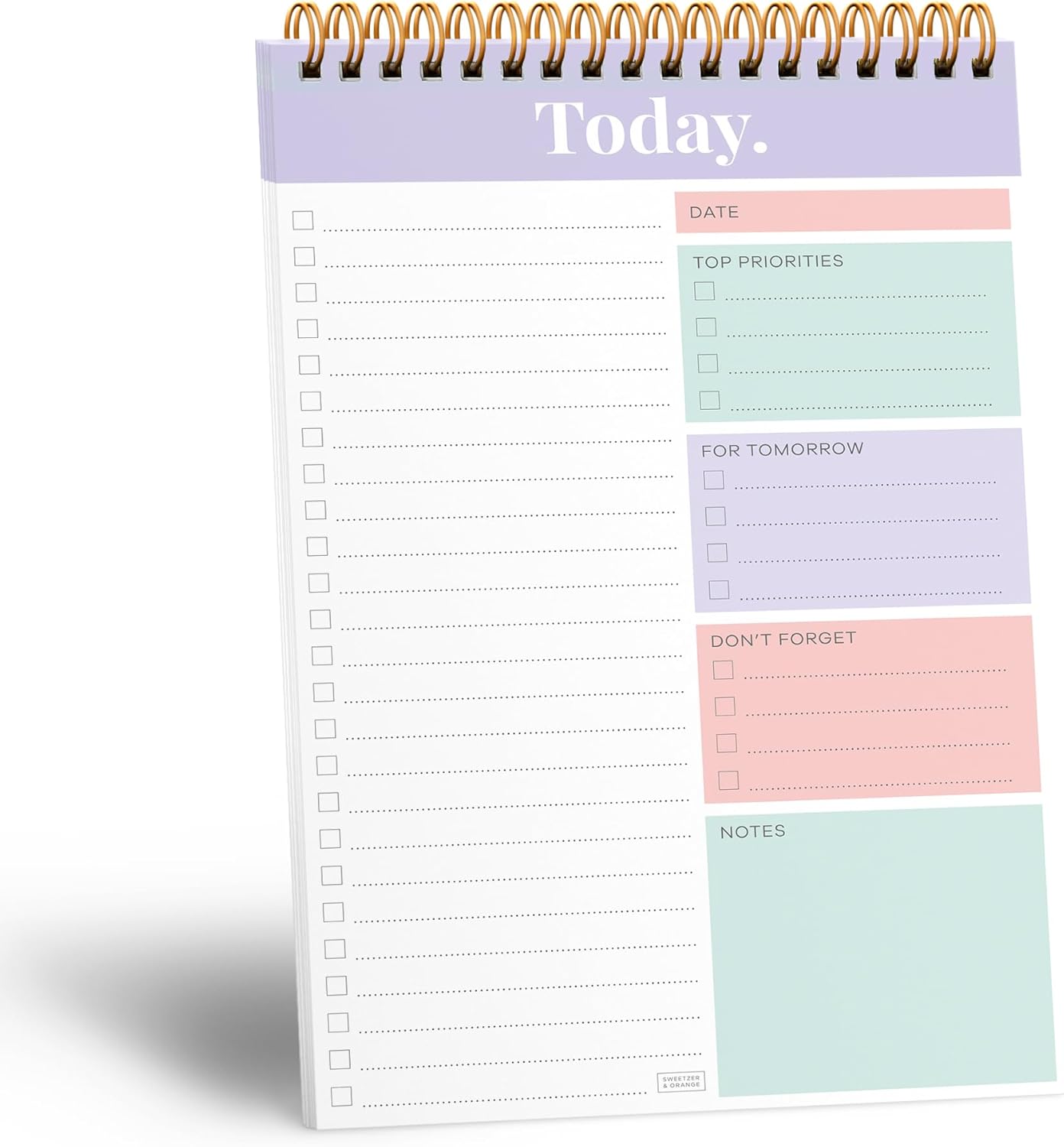 Sweetzer & Orange Daily & Weekly To Do List Notepad – Undated Work Planner & Organizer with Wish List Section, 52-Sheet Coiled Task Pad for Productivity – SET OF 4 To Do List Notebook for Work