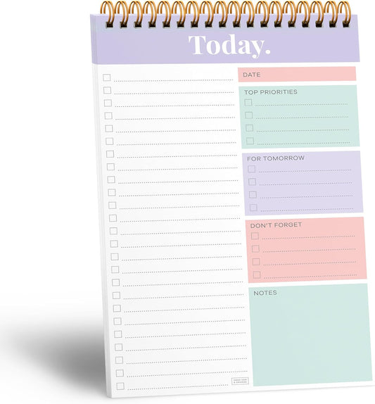 Sweetzer & Orange Daily & Weekly To Do List Notepad – Undated Work Planner & Organizer with Wish List Section, 52-Sheet Coiled Task Pad for Productivity – SET OF 4 To Do List Notebook for Work