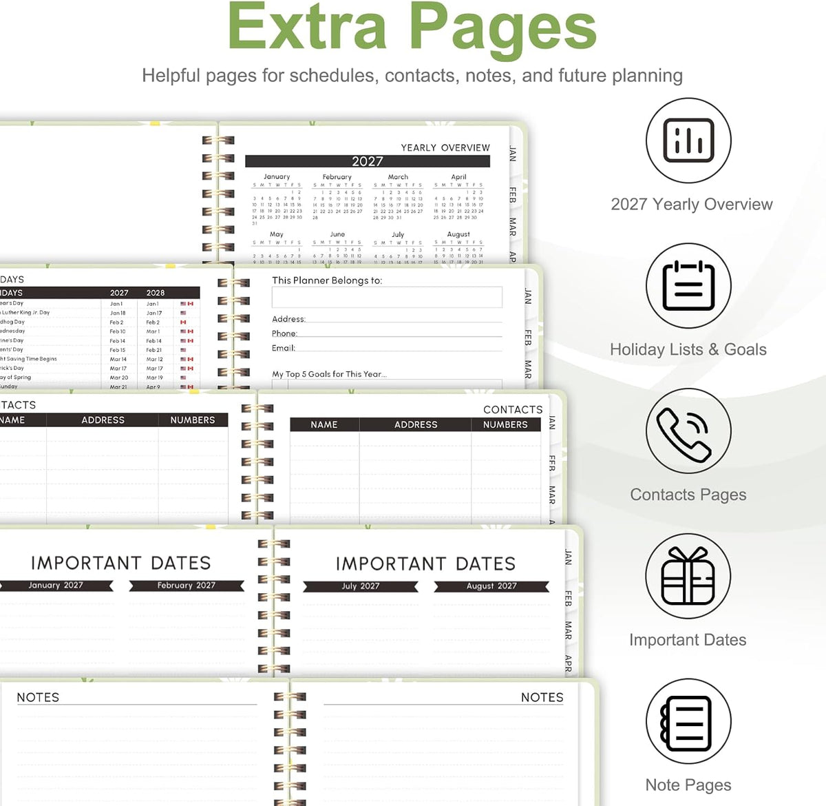 Planner 2026-2027, Weekly and Monthly Calendar Planner, JUL 2026 - JUN 2027 - Colors B