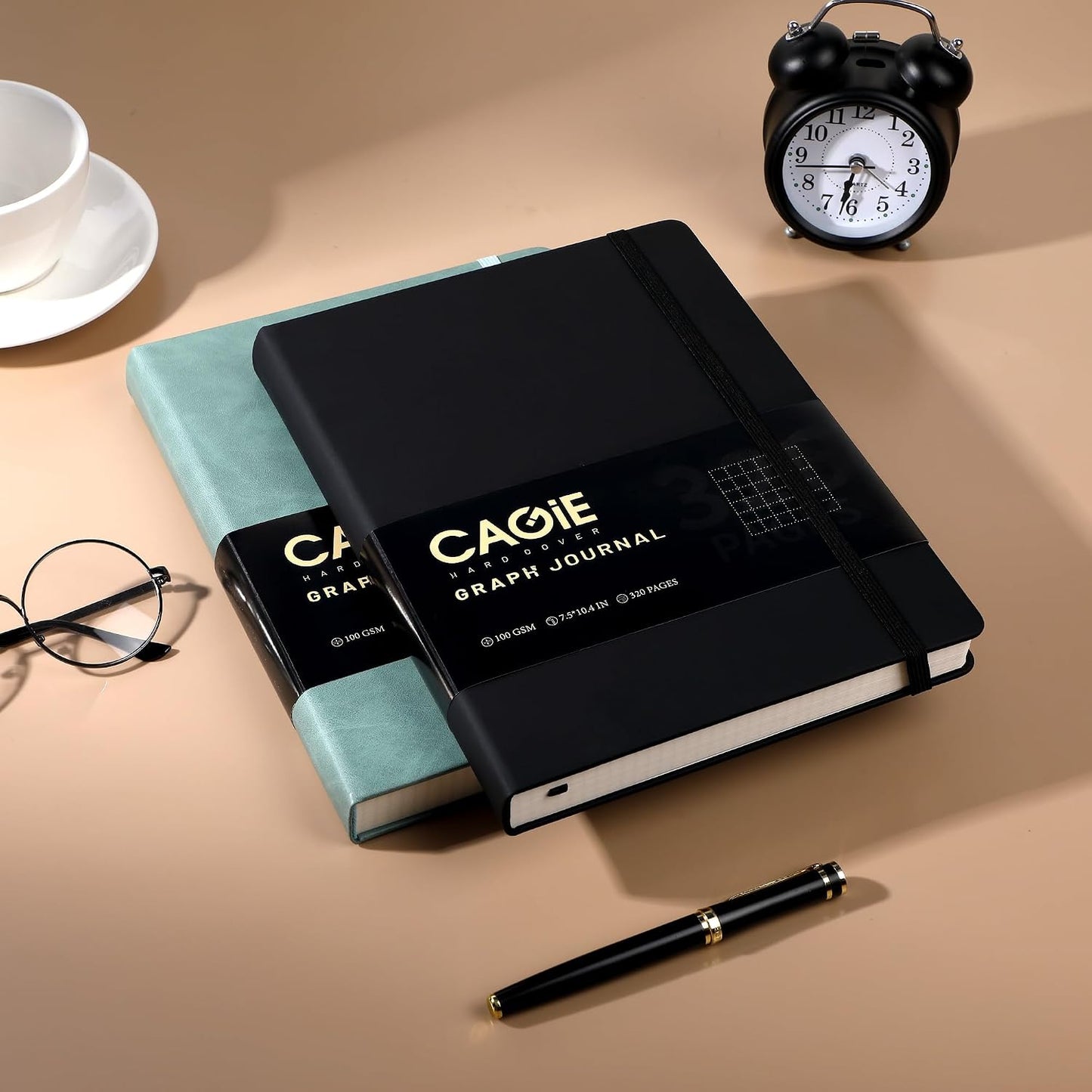 CAGIE Lined Journal Notebook for Women Men 320 Pages 100 Gsm Paper Thick Journaling Notebooks A5 Leather Journals for Writing Hardcover Journal Supplies for Work Note Taking Diary, 5.7x8.3 In, Green