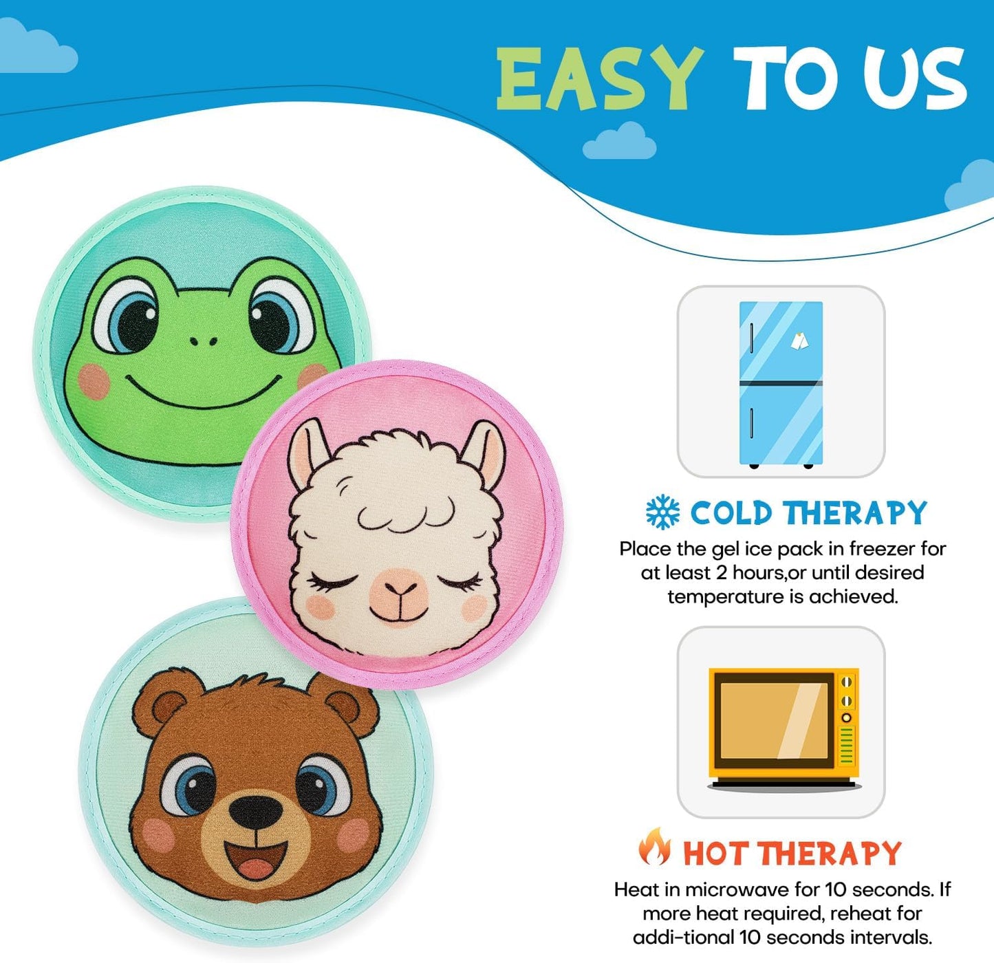 Gel Ice Pack for Injuries 2 Packs Cute Reusable Hot Cold Gel Packs