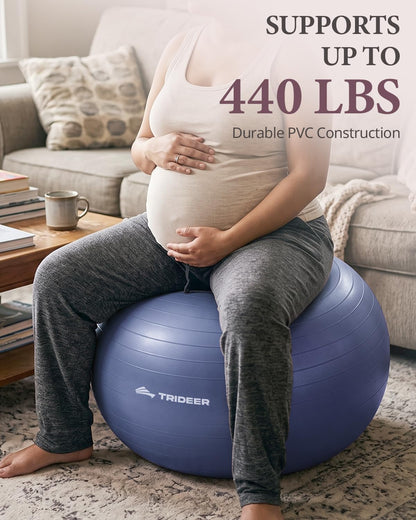 Trideer Exercise Ball, Stability Yoga Ball for Physical Therapy, Active Sitting, Pregnancy & Birth Labor Prep, Core Strength, Balance Training, Posture Improvement and Daily Stretching, 55/65/75cm