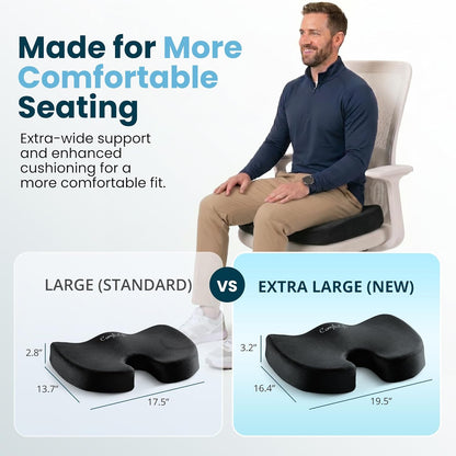 ComfiLife Gel Enhanced Seat Cushion – Office Chair Cushion – Non-Slip Gel & Memory Foam Coccyx Cushion for Tailbone Pain - Desk Chair Car Seat Cushion Driving - Sciatica & Back Pain Relief (Navy)