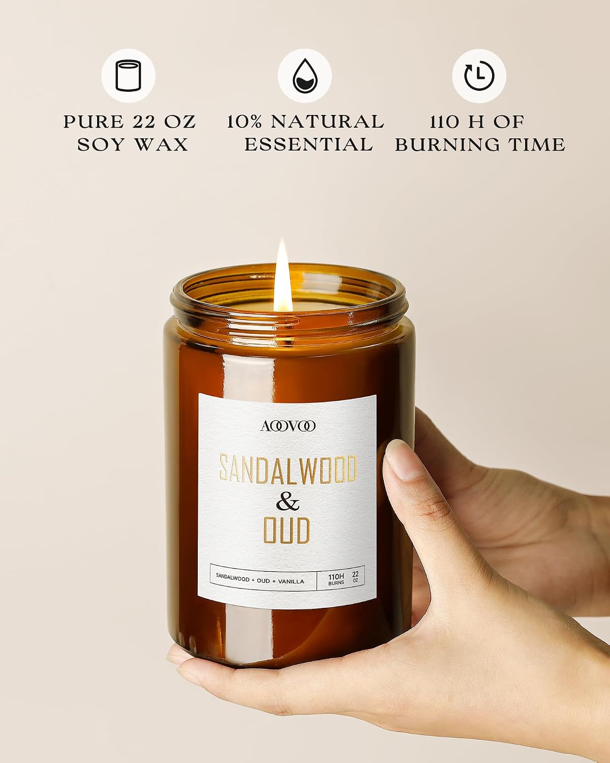 AOOVOO Coconut Vanilla Candles - 9 oz Scented Candles, Aromatherapy Candle, Soy Candle for Home Scented