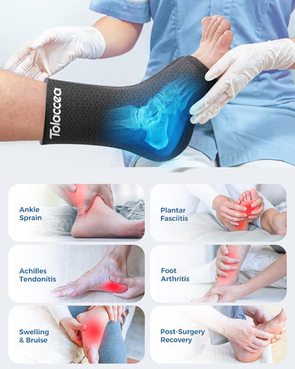 Ankle Foot Ice Pack Wrap for Injuries, Reusable Gel Ice Pack for Hot & Cold Therapy, Cold Therapy Compression Sleeve for Achilles Tendonitis,Plantar Fasciitis,Swelling,Sprained,Pain Relie