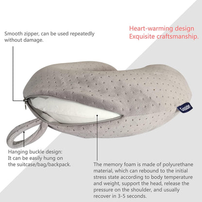 Neck Pillows for Sleeping Travel Pink Travel Pillow Comfortable U Shape Memory Foam Pillows Neck and Head Support Portable Travel Neck Pillow Suitable for Planes, Trains, Self-Driving Cars
