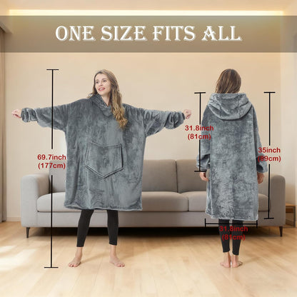 Oversized Hoodie Blanket, Wearable Blanket sweatshirt, Ultra Soft Sherpa Fleece Comfy Snuggle Hoodie