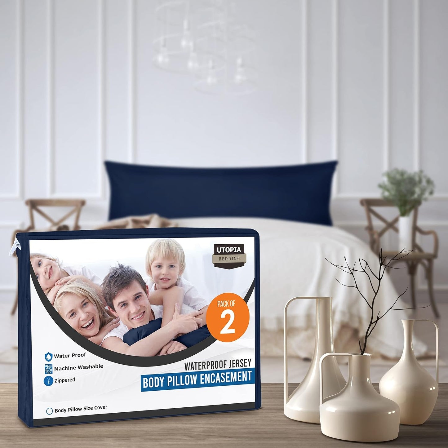 Utopia Bedding Premium 100% Waterproof Pillow Protectors with Zipper Standard Size (Set of 4), Bed Bug and Dust Mite Proof Zippered Pillow Covers, Pillow Encasement Cases, Gray