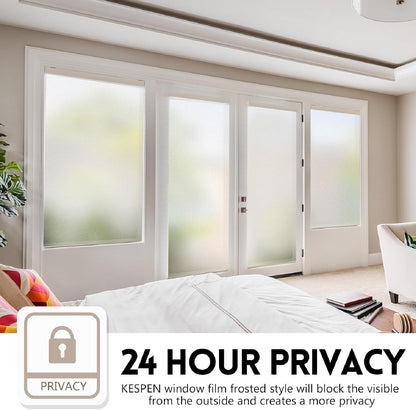 KESPEN Total Blackout Window Film Privacy Static Cling 100% Light Blocking Room Darkening Window Cover Heat Control Anti-UV Glass Sticker Window Tint for Home with Grid Line, 17.5 Inch X 6.5 Feet