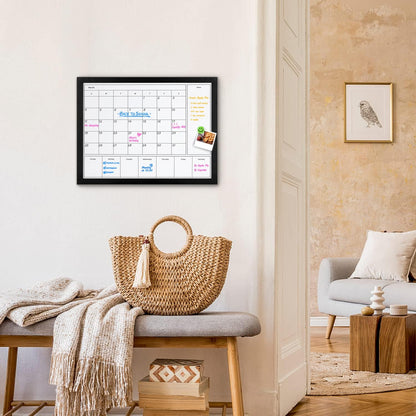 3-in-1 Dry Erase Calendar for Wall, Magnetic Surface Calendar Whiteboard