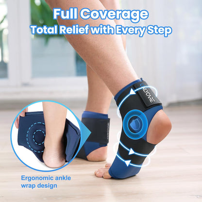 ONLYCARE Ankle Ice Pack Wrap for Swelling, Upgraded Gel Ice Pack Reusable, Hot Cold Therapy, Cold Pack for Sprained Ankle Injuries, Achilles Tendonitis, Plantar Fasciitis