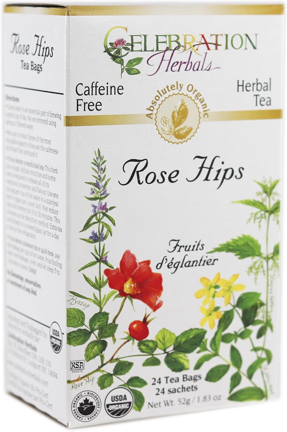 Celebration HERBALS Rose Hips Tea Organic 24 Bag, 0.02 Pound
