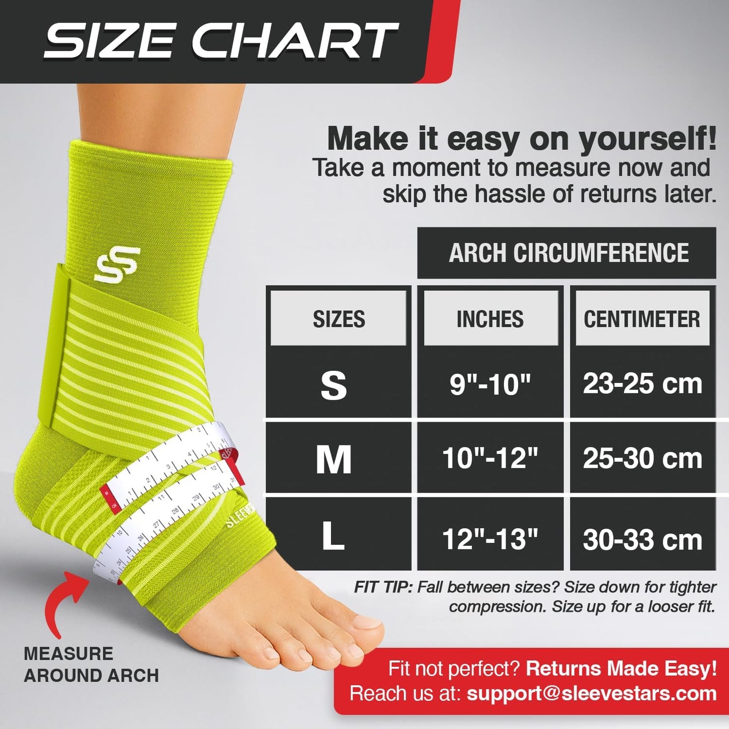 Sleeve Stars Ankle Brace for Women & Men, Ankle Wrap for Sprain, Compression Sleeve for Plantar Fasciitis Relief, Easy Customizable Support: w/ Removable Strap (Single/M:10"-12"/Black)
