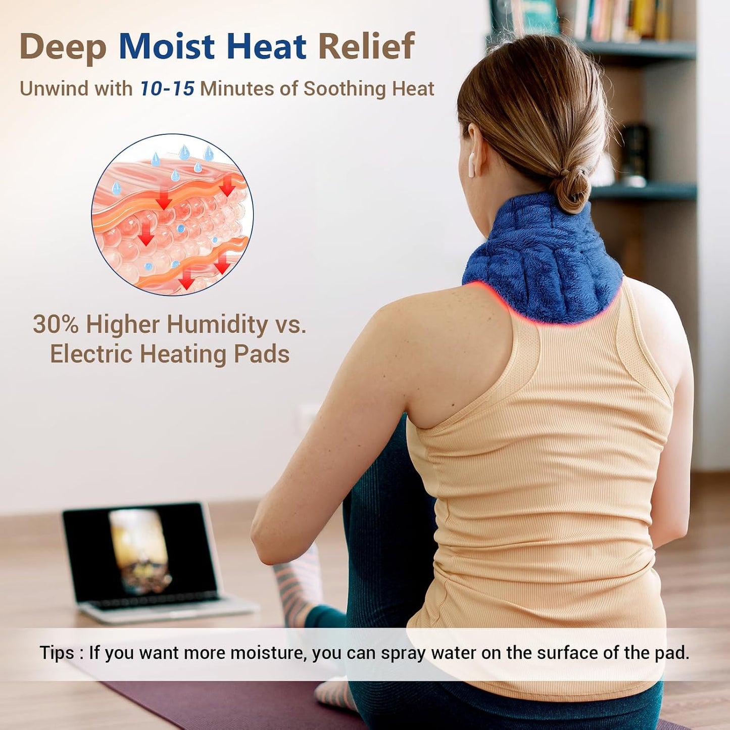 Comfytemp Microwavable Heating Pad for Neck Shoulders, FSA Eligible HSA, 33"×4", Moist Heat Neck Wrap Warmer for Pain Relief, Microwave Heating Pad Warm Compress Women Gift, Fathers Day Dad Men Gift