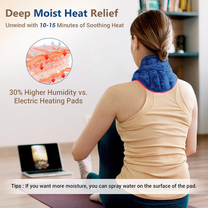 Comfytemp Microwavable Heating Pad for Neck Shoulders, FSA Eligible HSA, 33"×4", Moist Heat Neck Wrap Warmer for Pain Relief, Microwave Heating Pad Warm Compress Women Gift, Fathers Day Dad Men Gift