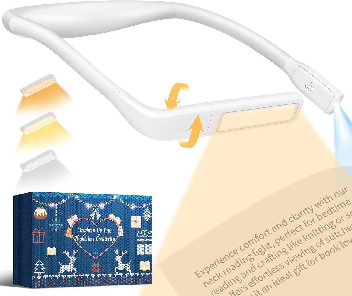 Reading Light, Rechargeable Neck Light, Stepless Dimming Book Light