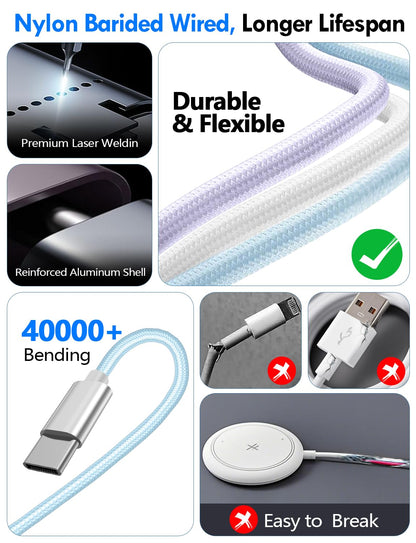 Travel Essentials for Apple Watch Charger,3-in-2 Multi Charging Cable