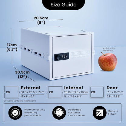Lockabox One™ | Premium Lock Box | Medium Combination Lock Box For Food, Medicine & Home Safety | External Size 12 x 8 x 6.6 inches (Crystal)