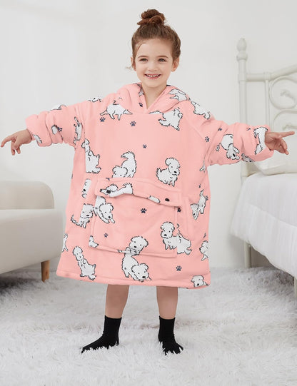 KFUBUO Wearable Blanket Hoodie for Adults Sherpa All Patterns Cat Oversized Sweatshirt Blanket with Pockets for Women