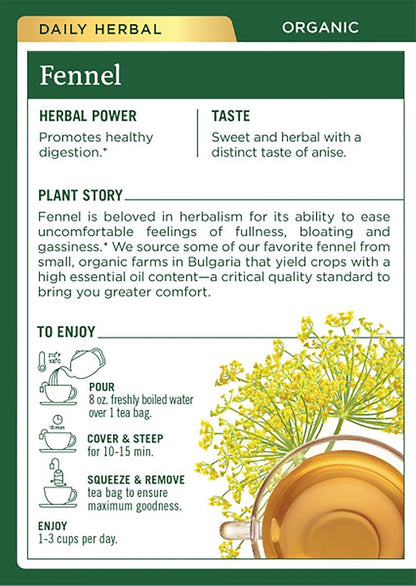 Traditional Medicinals Fennel Herbal Tea Organic, 16 CT, (Pack of 6)