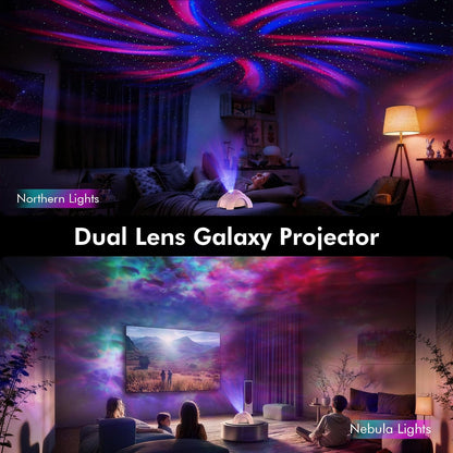 Rossetta Dual Lens Galaxy Star Projector, Aurora Night Light for Bedroom