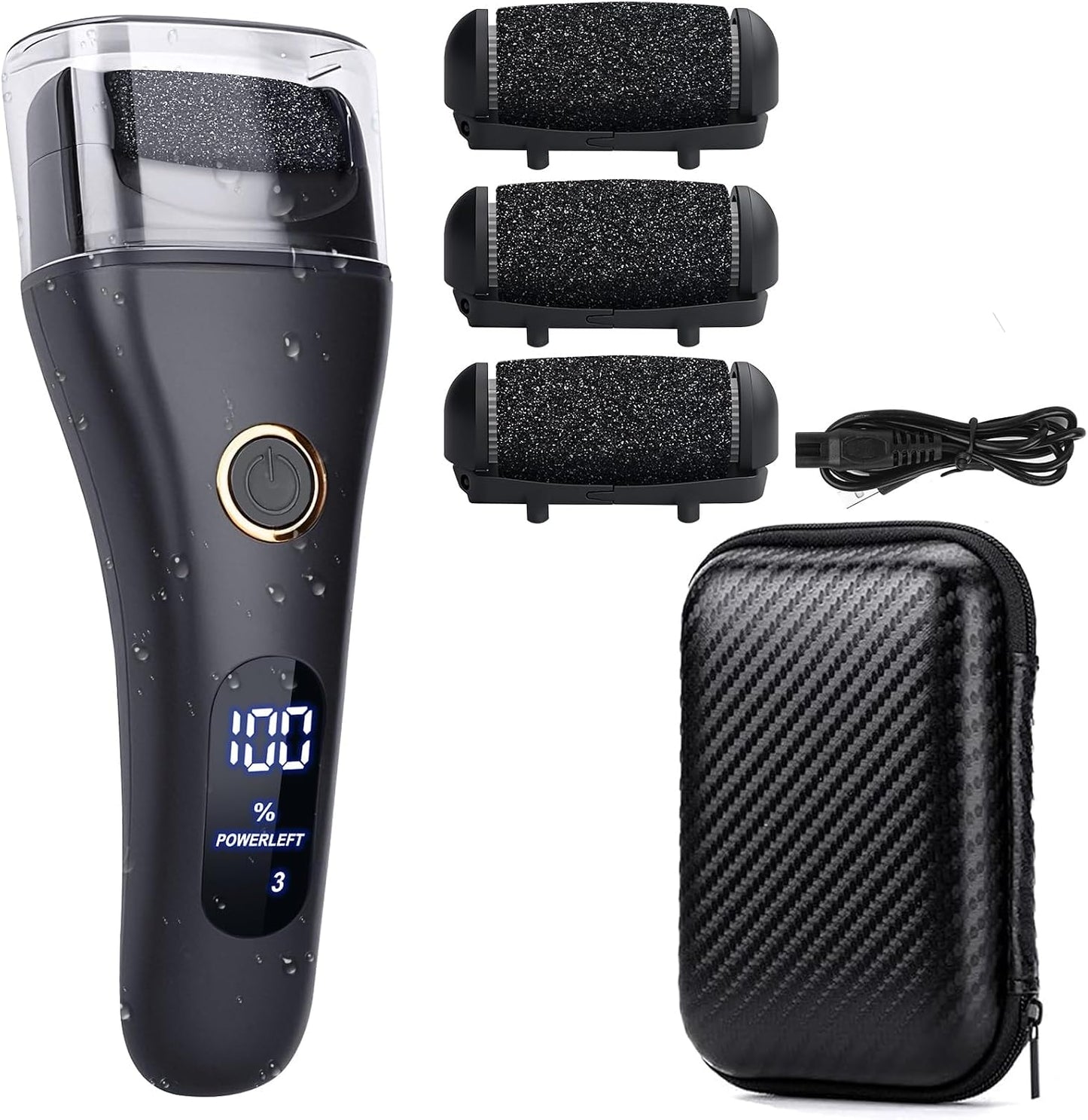 Electric Foot File Callus Remover for Feet - 6pcs Larger Grinding Head&3Speed, Pedicure Kit Foot Scrubber Deadskin Callus Remover, Foot Care Kit Pedicure Tools for Dead Skin Callus Hardskin Dry Cracks