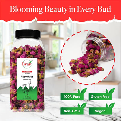 Byait Freeze Dried Rose Buds 5 Oz, Approx. 320 Whole Buds