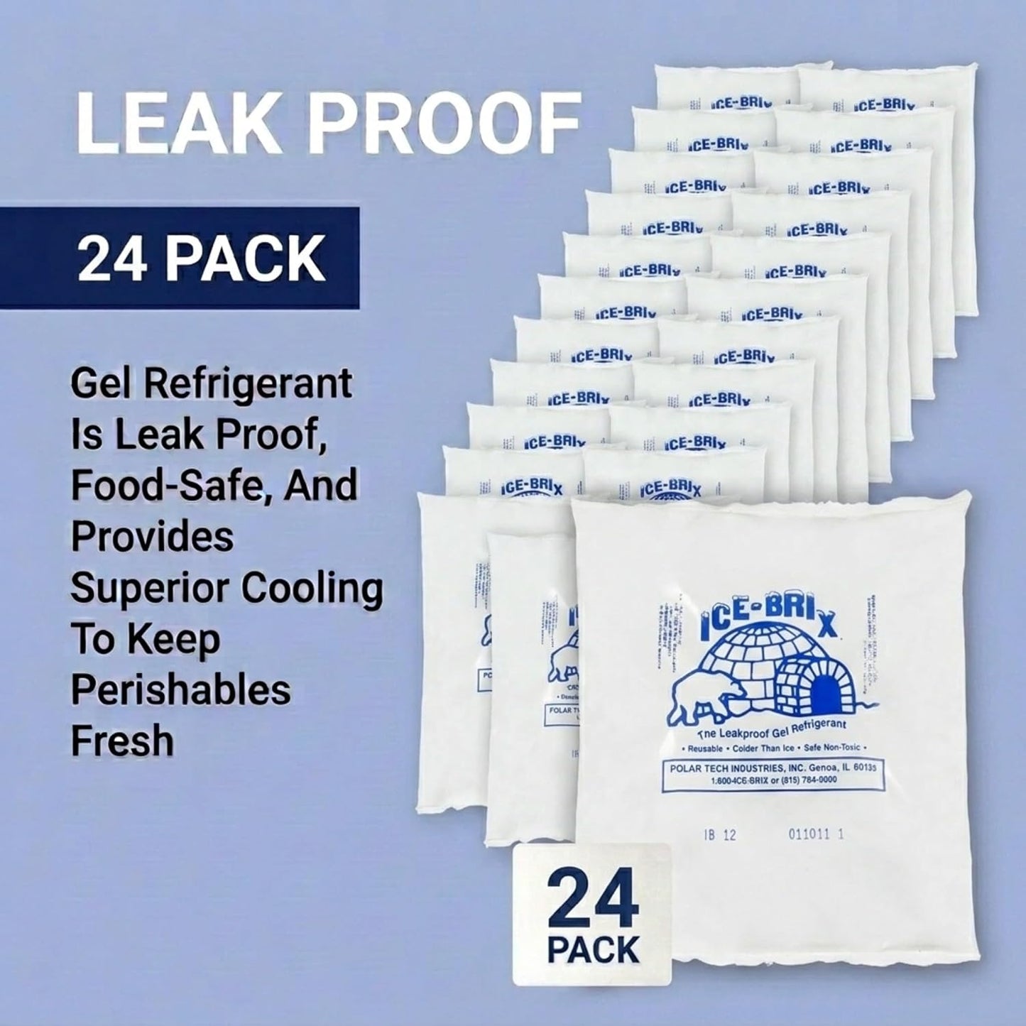 ICE-BRIX Reusable Gel Ice Packs for Shipping, 5 x 2.75 x 0.75 in, 3 oz White (96 Pack) - Compact Cold Packs for GLP-1 Medication Mailers, Lunch Boxes, Small Coolers, Frozen Food & Perishables