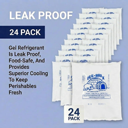 ICE-BRIX Reusable Gel Ice Packs for Shipping, 5 x 2.75 x 0.75 in, 3 oz White (96 Pack) - Compact Cold Packs for GLP-1 Medication Mailers, Lunch Boxes, Small Coolers, Frozen Food & Perishables