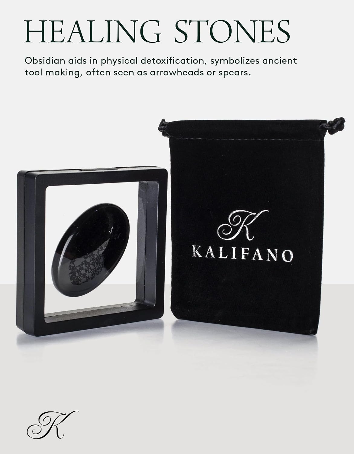 KALIFANO Palm Stone with Healing & Calming Effects - AAA+ Grade High Energy Worry Stone with Information Card - Reiki Crystal Used for Courage (Family Owned and Operated)