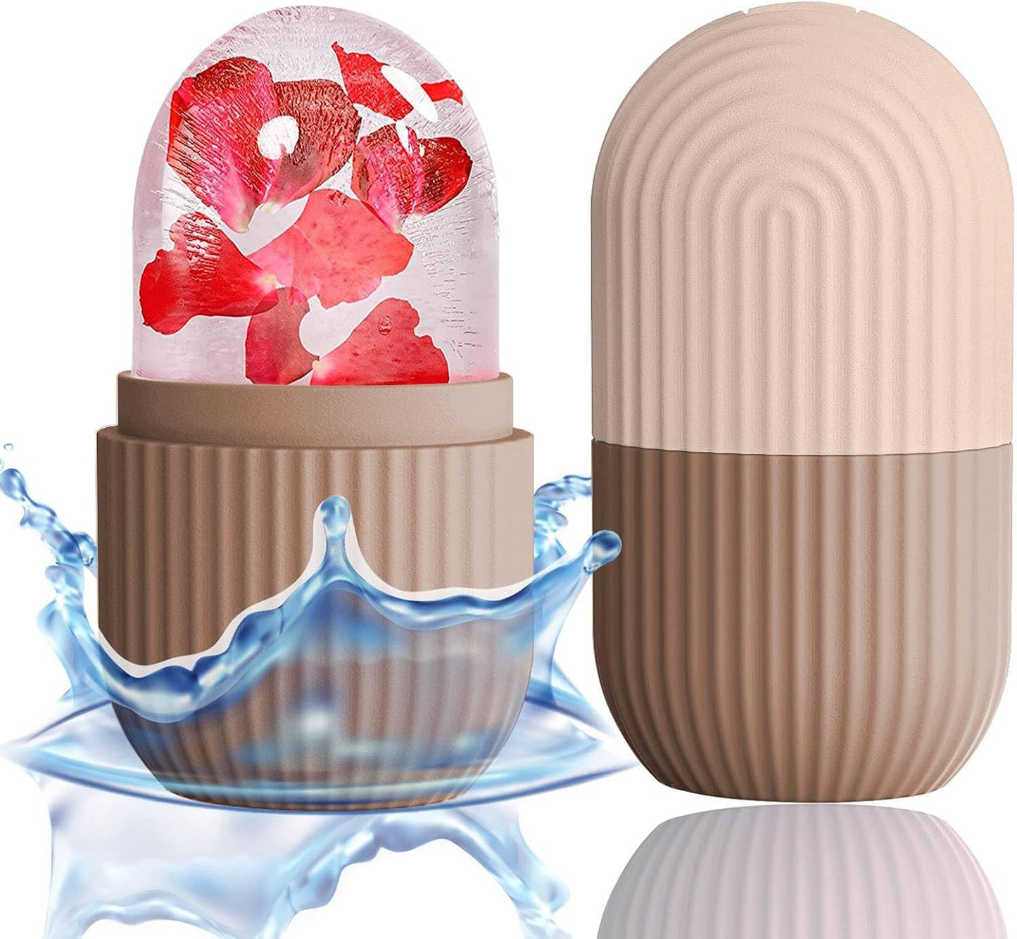 XHJRI Ice Cube Roller Massager for Face, Eyes and Neck Naturally Conditioning and Skin Care,De-Puff Eye Bags,Reduce Migraine Pain,Reusable Massage Silicone Ice Mold (Pink)