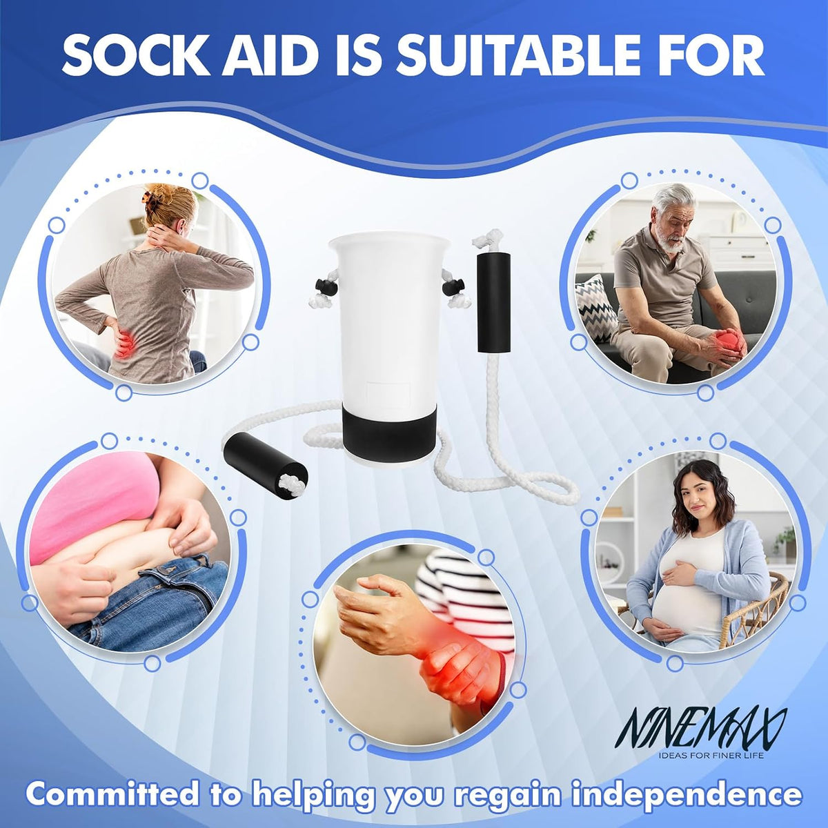 Sock Aid for Seniors, No Bending Sock Helper Device for Putting On Socks