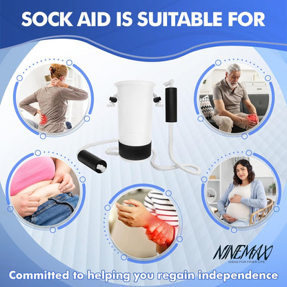 Sock Aid for Seniors, No Bending Sock Helper Device for Putting On Socks
