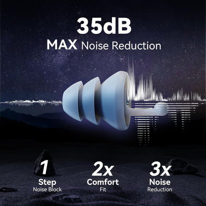 Ear Plugs for Sleeping, Reusable Soft Silicone Earplugs for Noise Reduction (35dB) Hearing Protection, 3D Oval Design for Side Sleepers, Noise Cancelling Earbuds, 2 Pairs (S + M/L)
