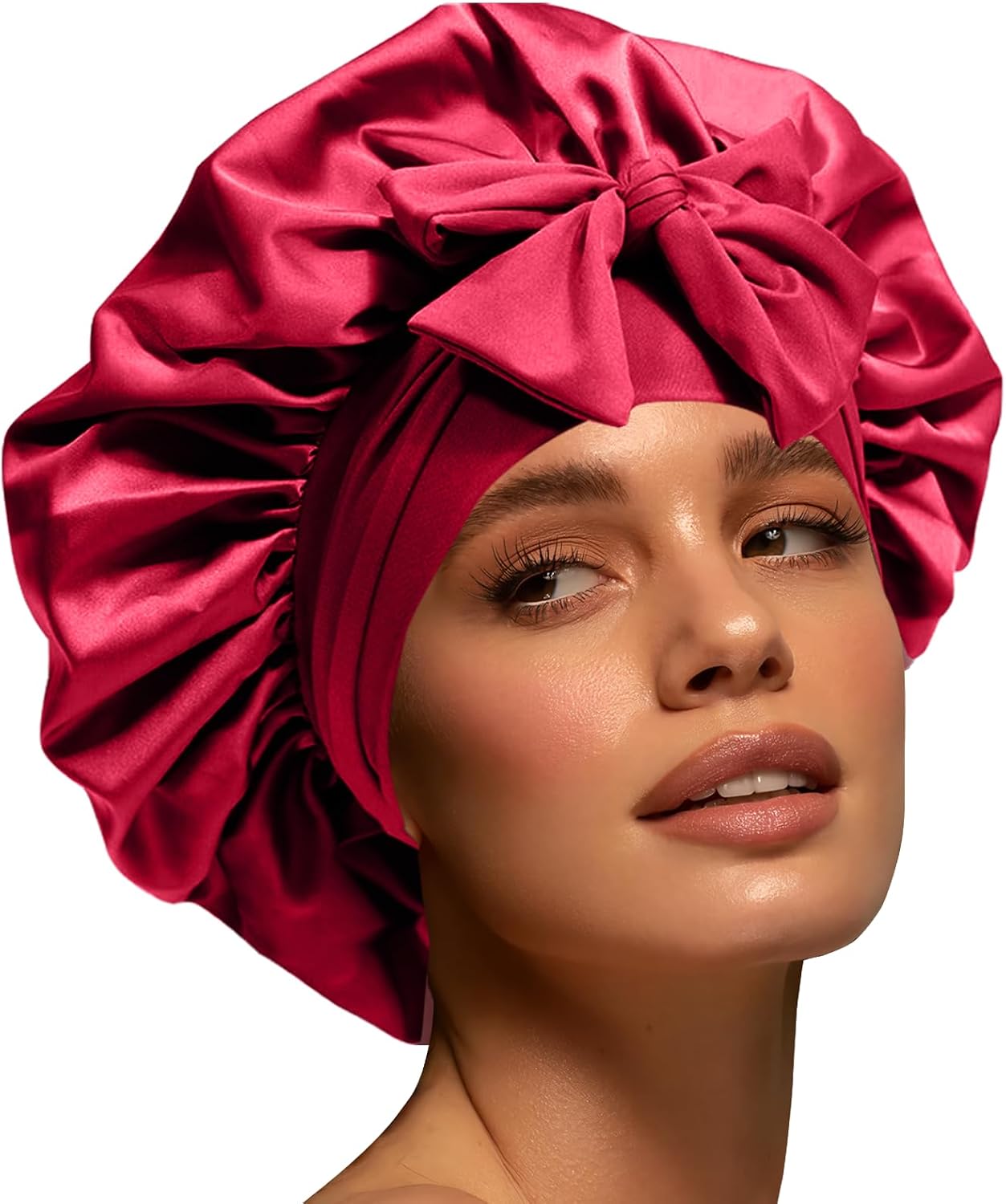 Silk Bonnet for Women, Satin Bonnet for Sleeping, Large Sleep Cap with Elastic Tie Band for Curly Hair