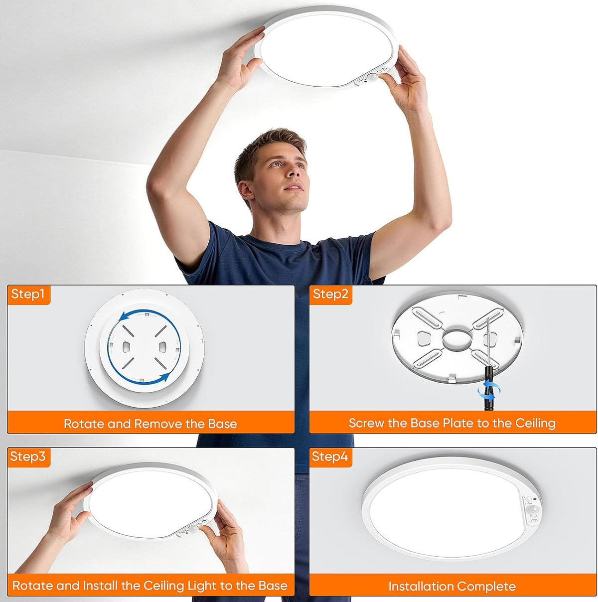 Rechargeable Motion Sensor Ceiling Light, Battery Operated Closet Light