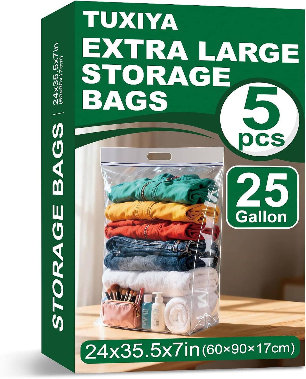 TUXIYA 20 PACK 25 Gallon Extra Large Storage Bags,35.5"x 24"x 7"Zipper Bags