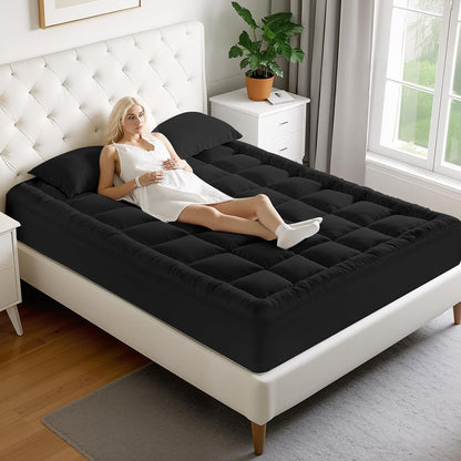 MATBEBY Queen Size Mattress Pad - Cooling Breathable Mattress Topper, Quilted Fitted Mattress Protector, Pillow Top Mattress Cover with 8-21" Deep Pocket, Soft, Machine Washable, White, 60x80 Inches
