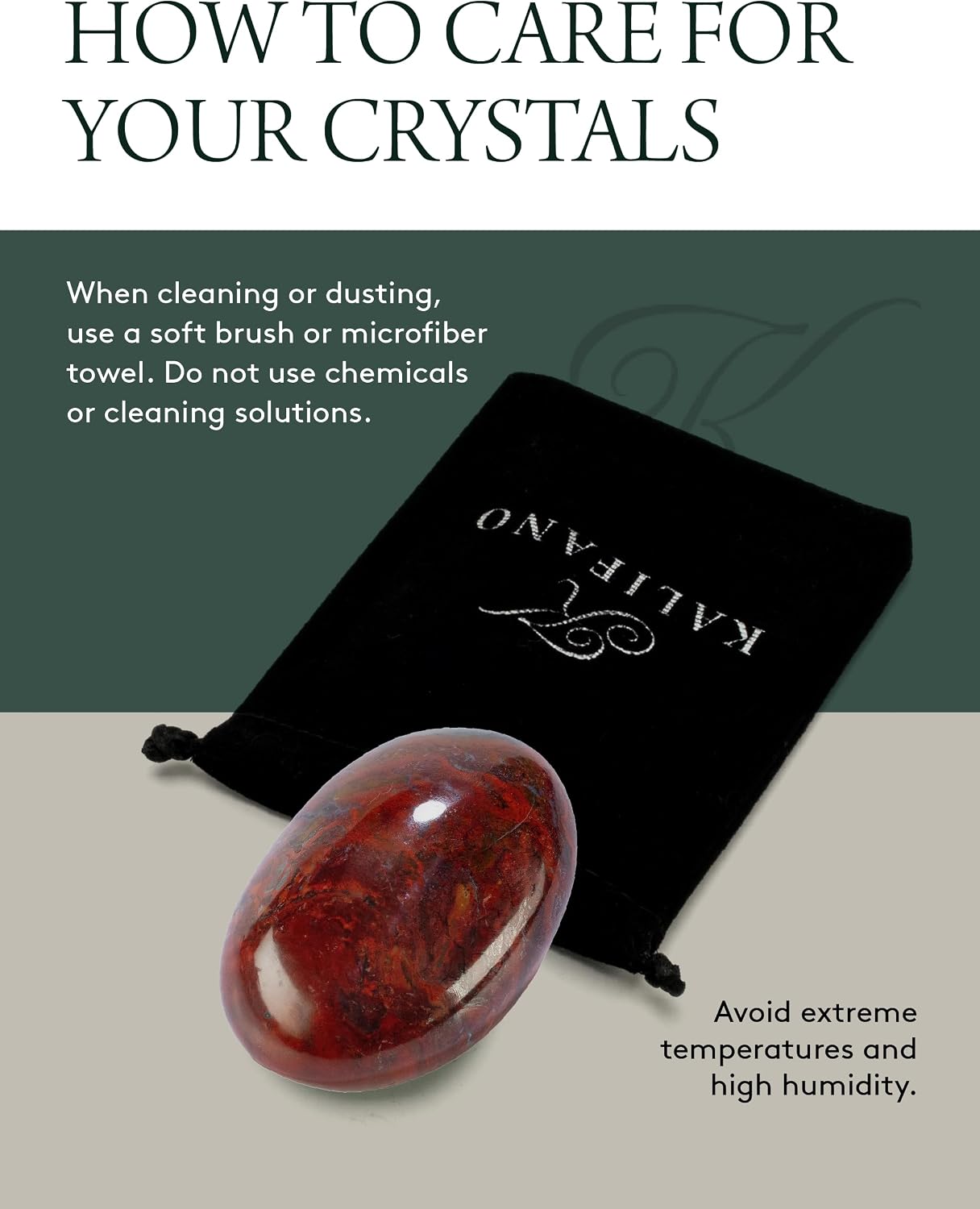 KALIFANO Palm Stone with Healing & Calming Effects - AAA+ Grade High Energy Worry Stone with Information Card - Reiki Crystal Used for Courage (Family Owned and Operated)